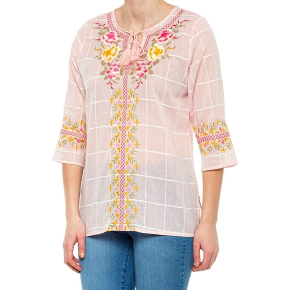 PAPARAZZI Embroidered Blouse with Tassels - 3/4 Sleeve - Medium - Picture 1 of 2
